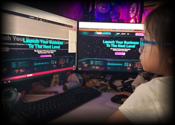 Marlie working on the homepage of Clean Design Launch.