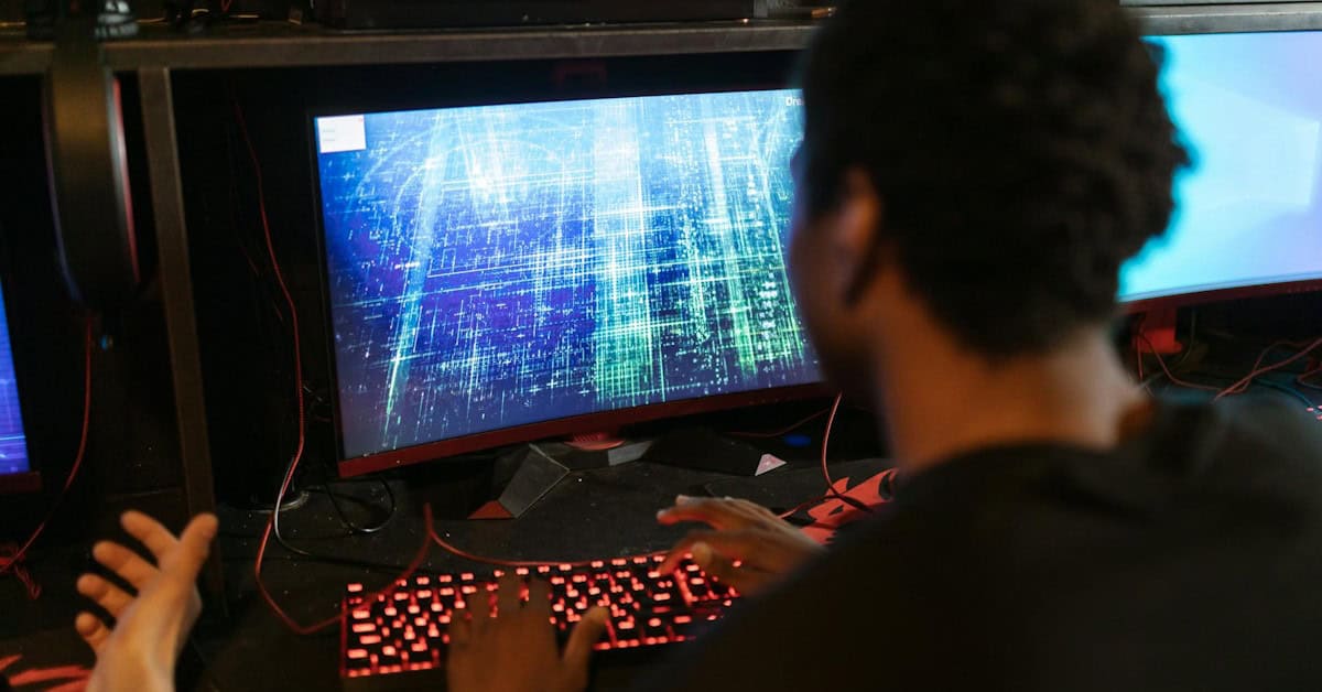 Person typing on laptop choosing a domain name for their new business website.